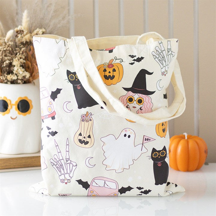 Groovy Ghost Print Polycotton Tote Bag - Bags & Purses - Inspired Creative Gifts