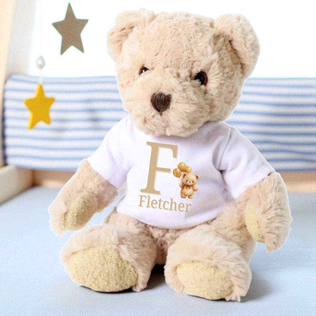 Personalised Luxury Teddy Bear with Golden Teddy Bear T-Shirt