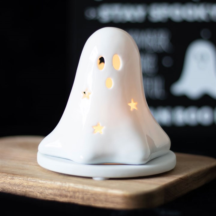 Ceramic Ghost Tealight and Incense Cone Holder | Candle Holders