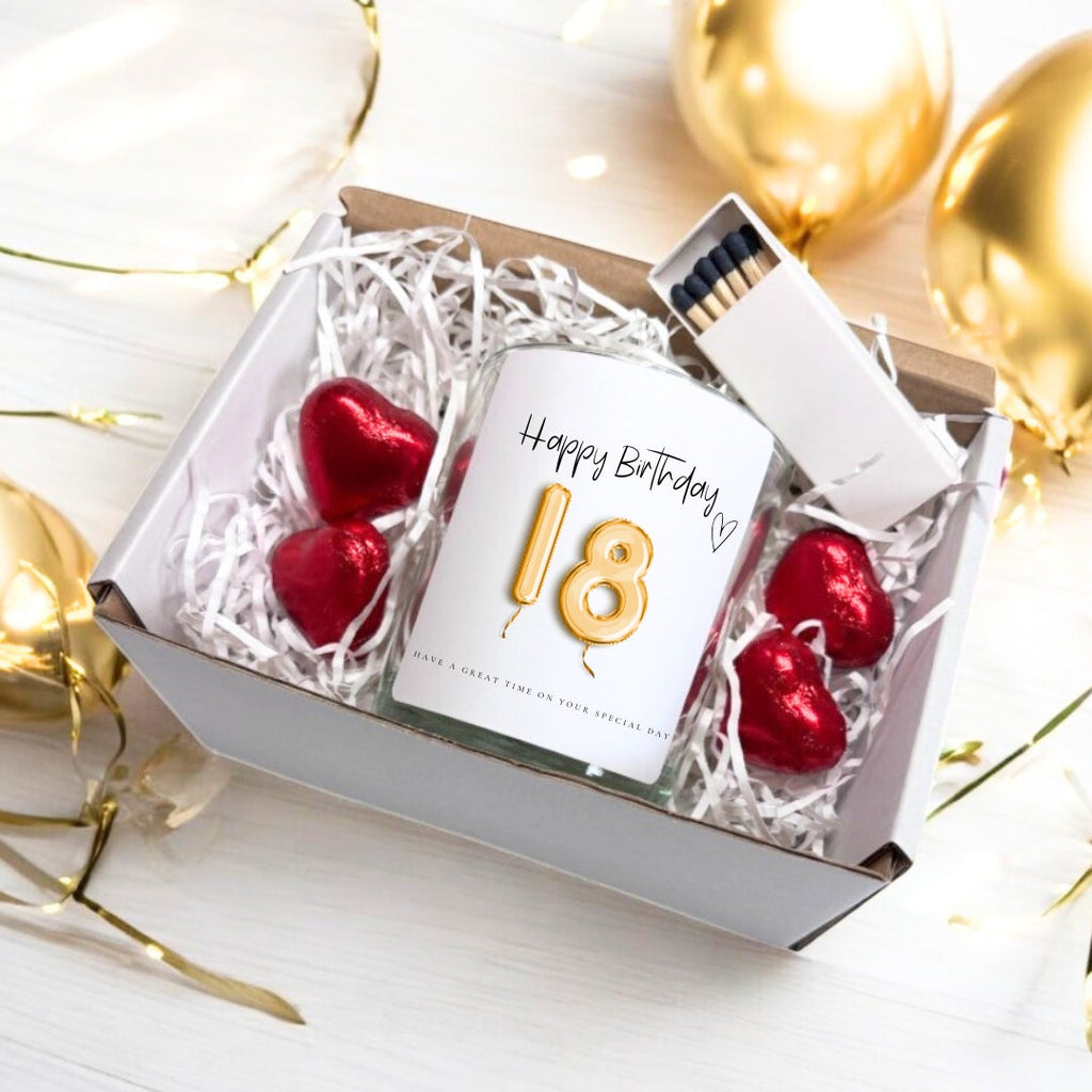 18th Birthday Gold Balloons Candle Gift Set