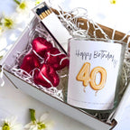 40th Birthday Gold Balloons Candle Gift Set