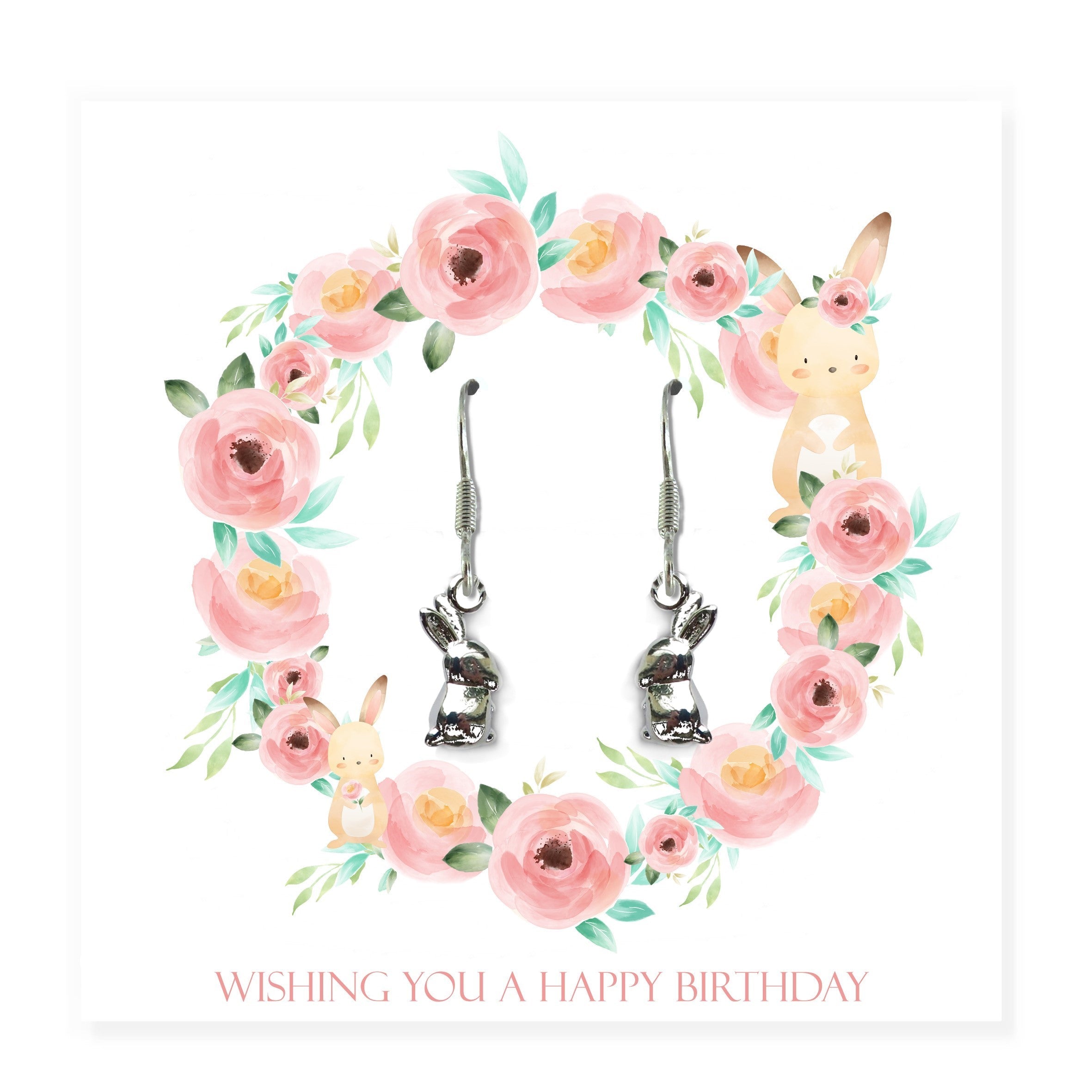 Happy Birthday Bunny Earrings & Gift Card