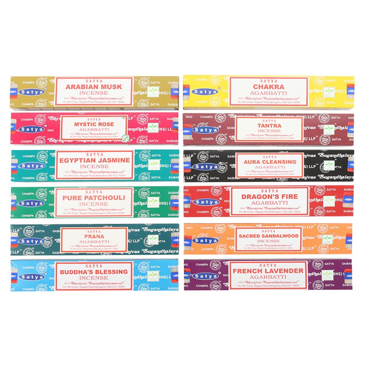 12 Packs of Assorted Fragrance Incense Sticks by Satya - Inspired Creative Gifts