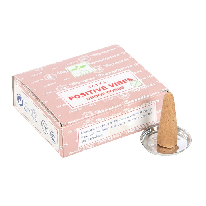 12 Packs of  Positive Vibes Dhoop Incense Cones by Satya - Inspired Creative Gifts