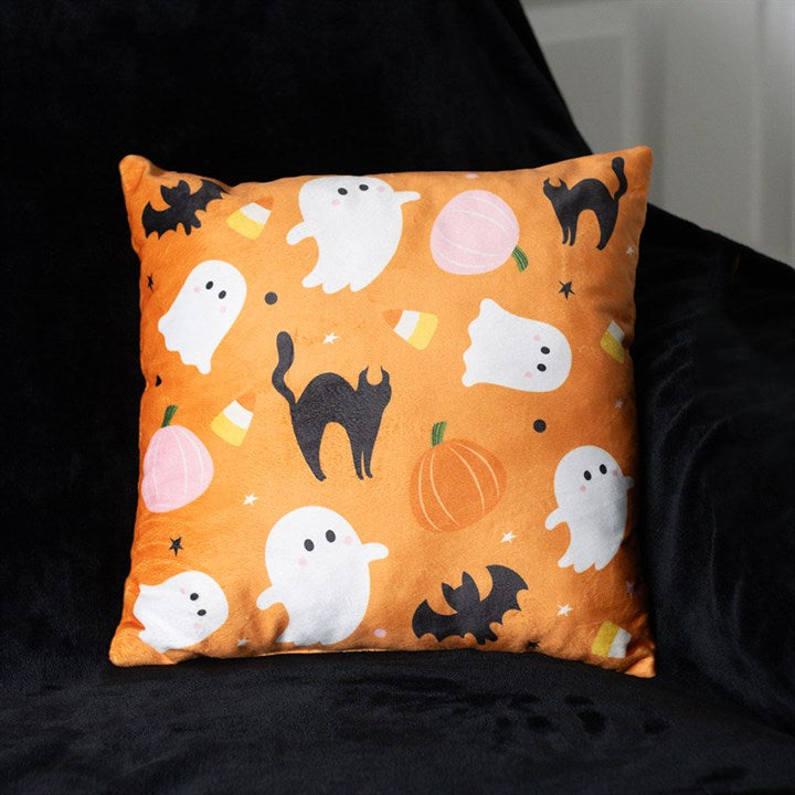 Square Sweet and Spooky Ghost Print Cushion - Inspired Creative Gifts