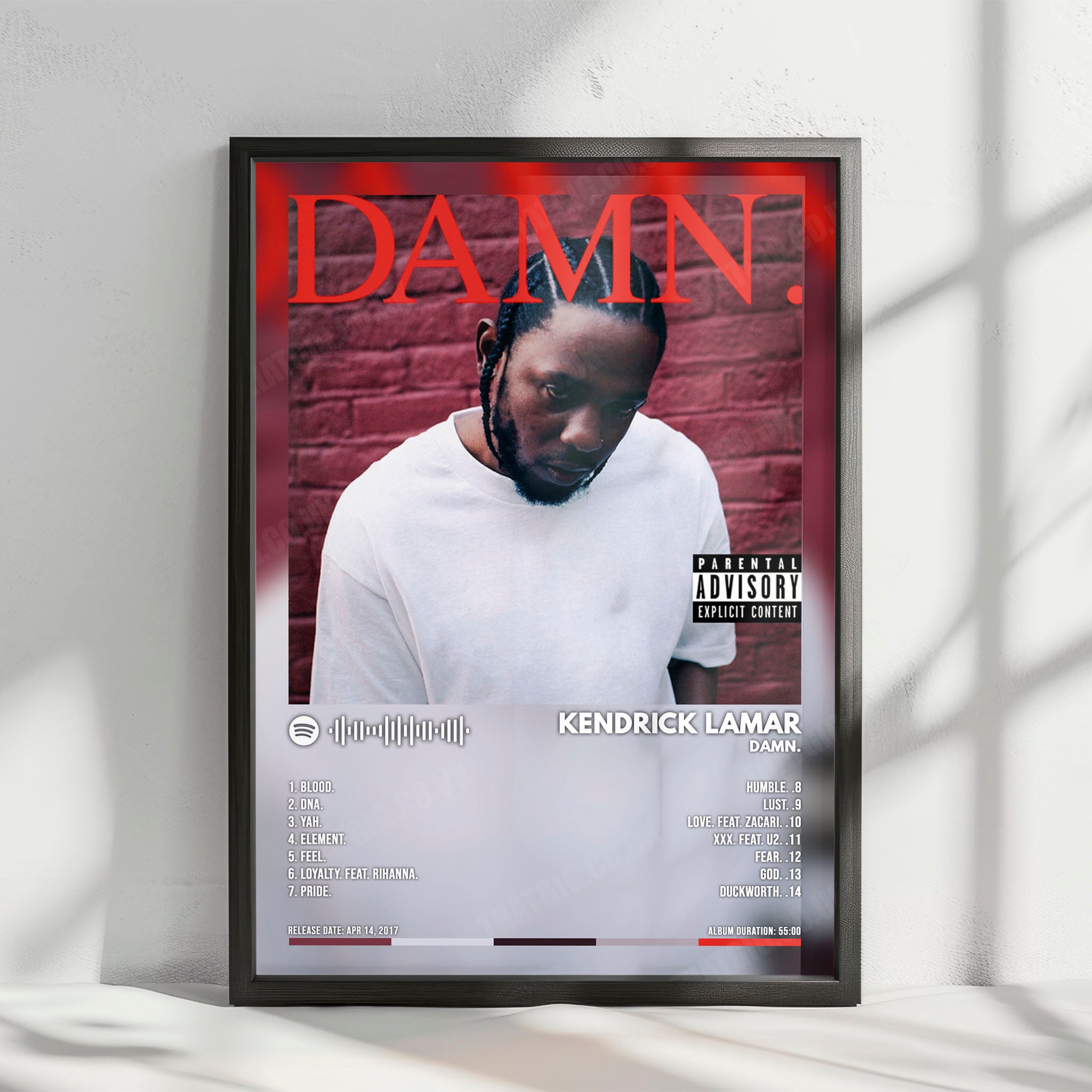 Kendrick Lamar - "DAMN." Album Cover Poster