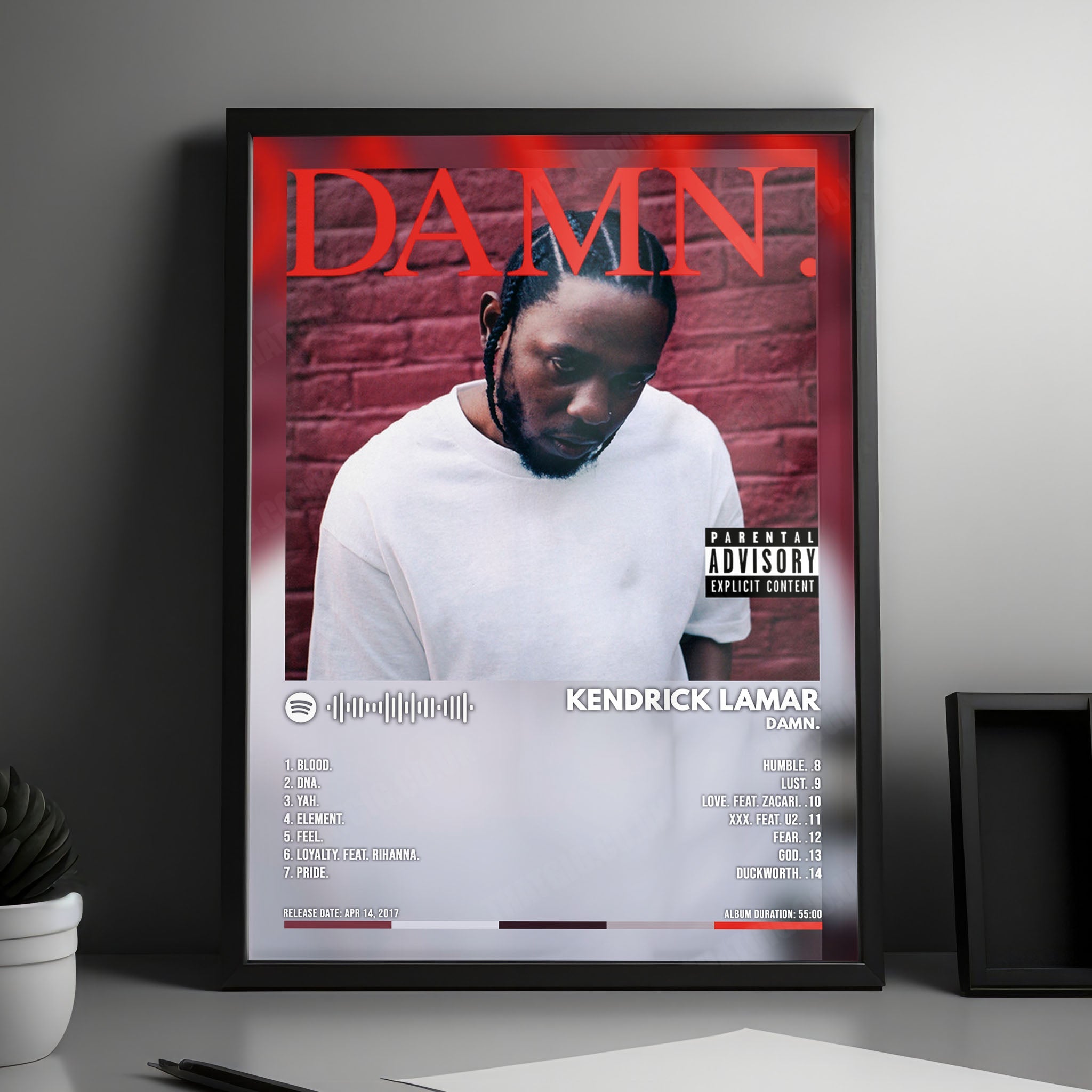 Kendrick Lamar - "DAMN." Album Cover Poster