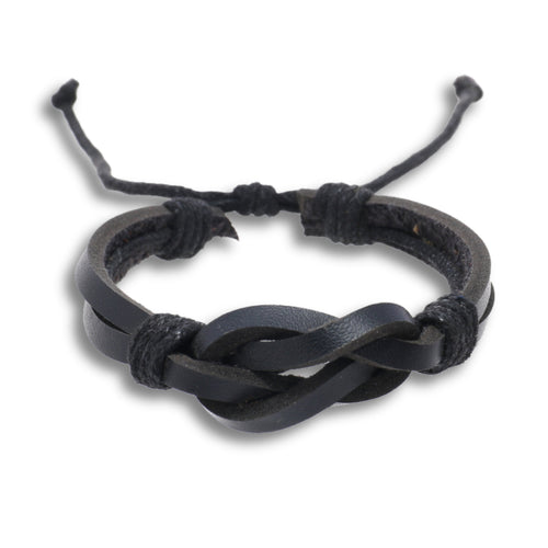 Black Leather Retro Knot Bracelet | Womans Bracelet | Inspired Creative Gifts