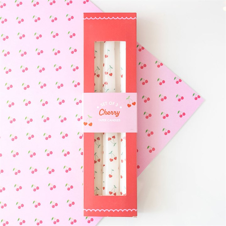 Set of 3 Heart Cherry Taper Candles - Candles - Inspired Creative Gifts