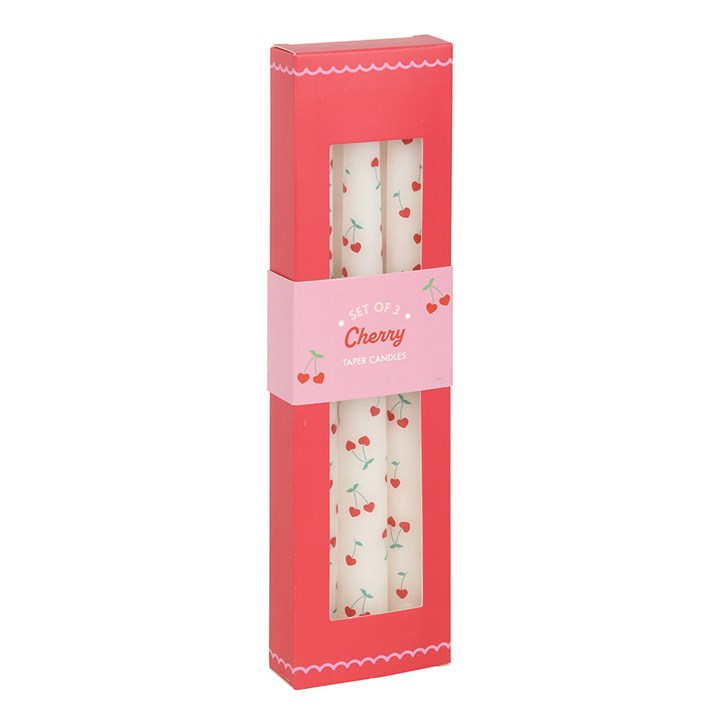 Set of 3 Heart Cherry Taper Candles - Candles - Inspired Creative Gifts