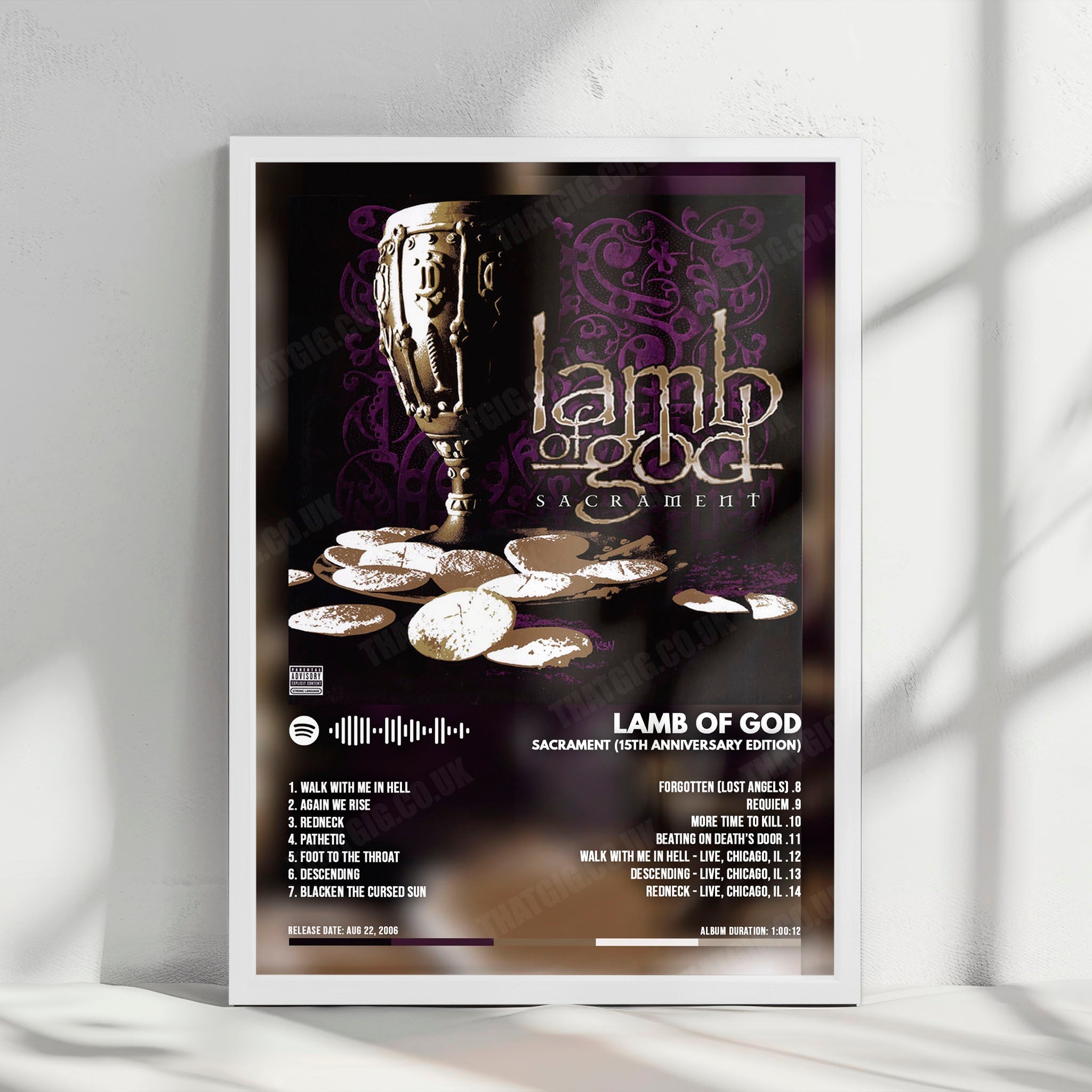 Lamb of God "Sacrament  " Album Cover Poster - with Complete Tracklist