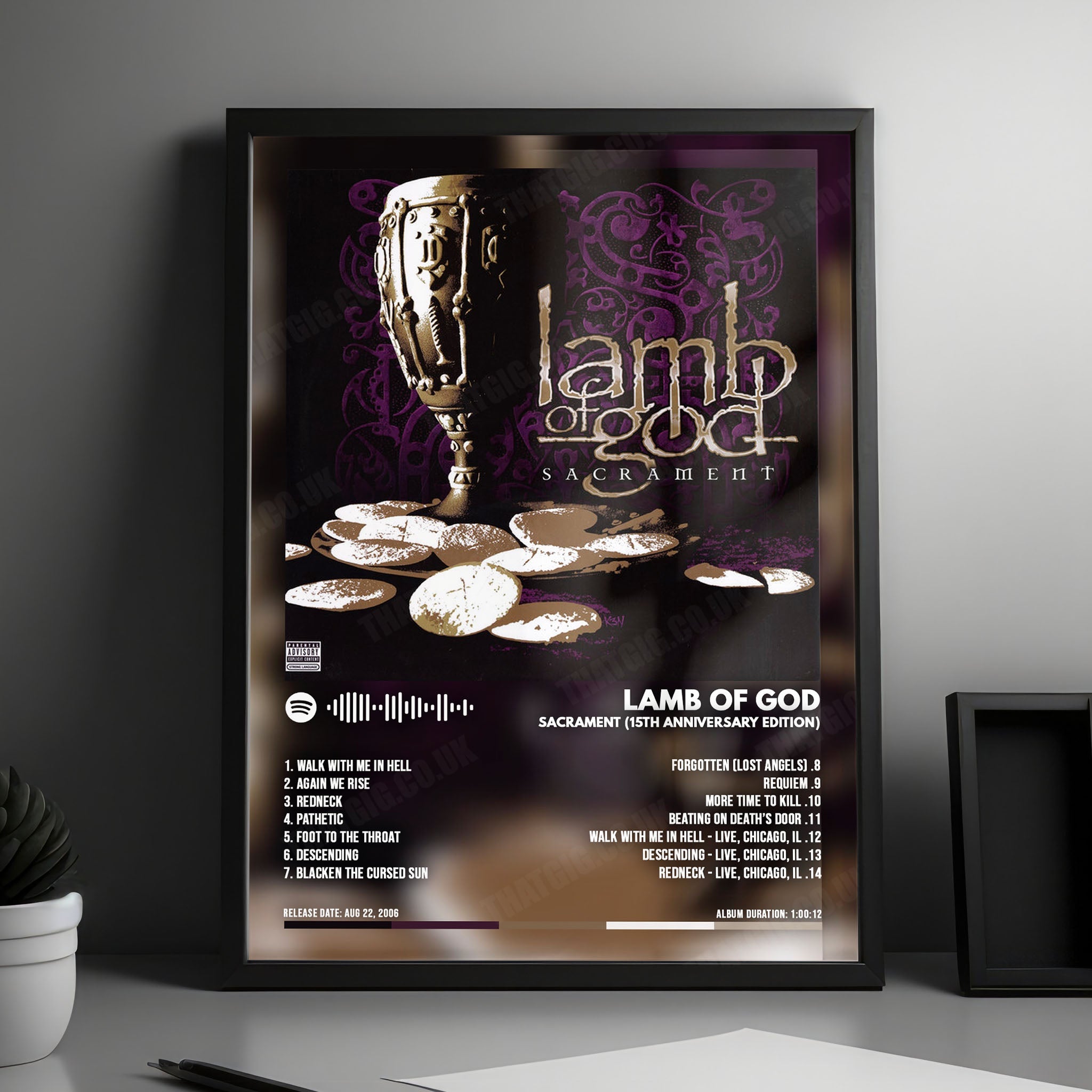 Lamb of God "Sacrament  " Album Cover Poster - with Complete Tracklist