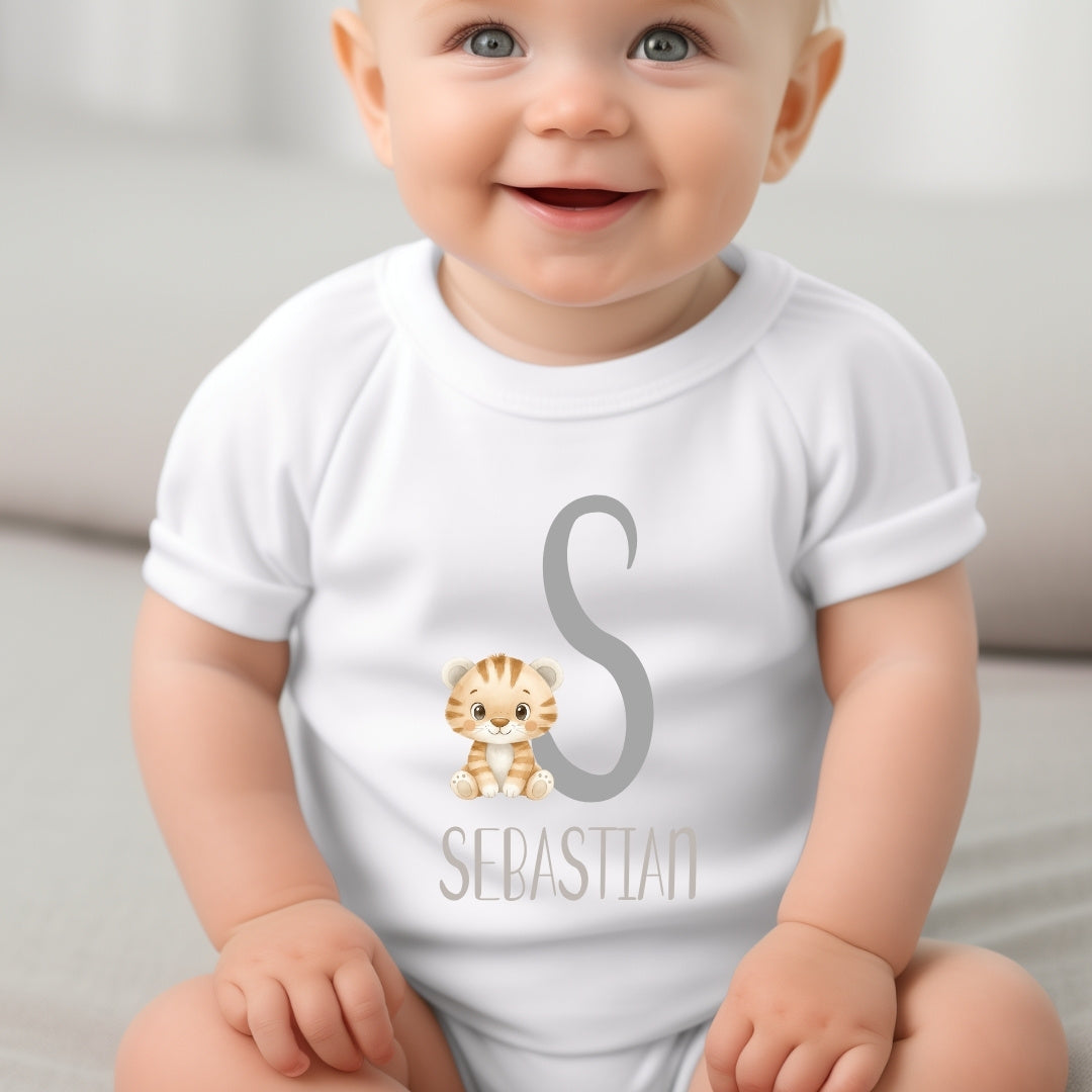 Personalised Little Tiger Name Baby Gift Hamper - Teddy & Vest