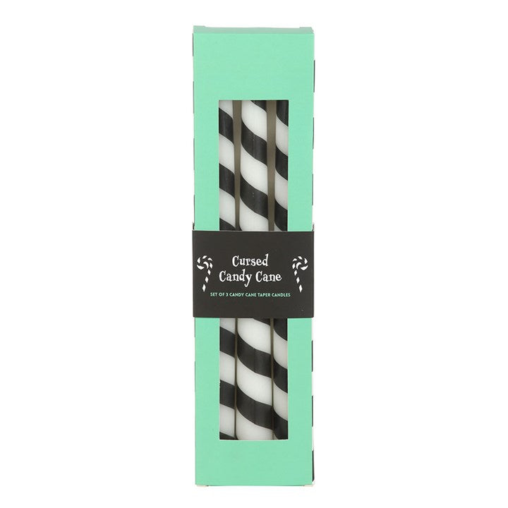 Set of 3 Black Candy Cane Taper Candles - Candles - Inspired Creative Gifts