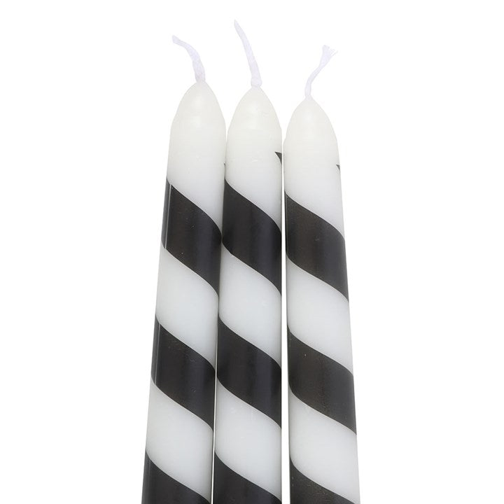 Set of 3 Black Candy Cane Taper Candles - Candles - Inspired Creative Gifts
