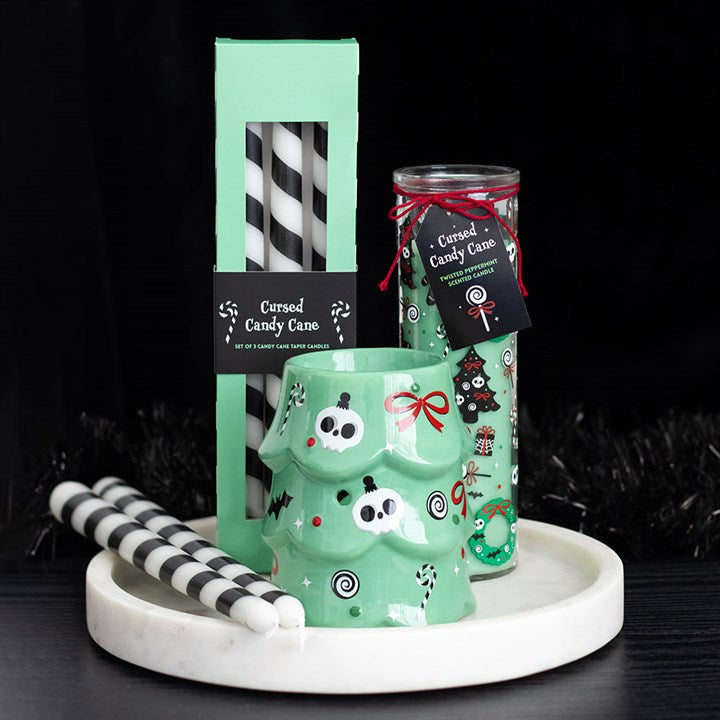 Set of 3 Black Candy Cane Taper Candles - Candles - Inspired Creative Gifts