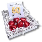 50th Birthday Cubic Zirconia Stud Earrings & Gold Balloons Mini Gift Hamper | Gift for Her