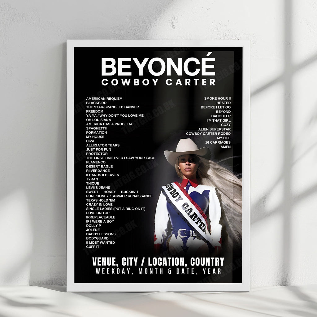 Beyoncé Setlist Poster - Allegiant Stadium, Las Vegas - July 25th, 2025