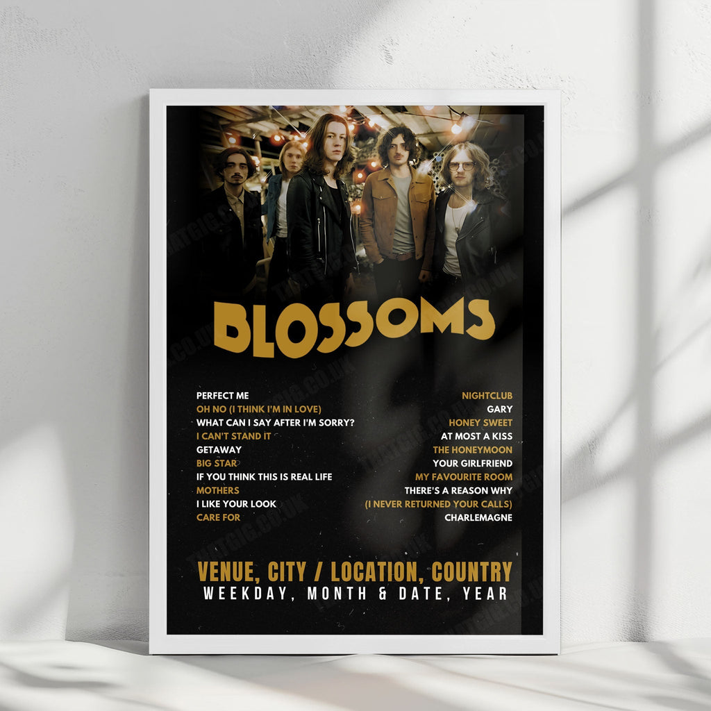 Blossoms Setlist Poster - The Great Hall, Cardiff University Students' Union, Cardiff - November 9th, 2024