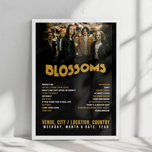 Blossoms Setlist Poster - The Great Hall, Cardiff University Students' Union, Cardiff - November 9th, 2024 | Setlist Poster | Inspired Creative Gifts