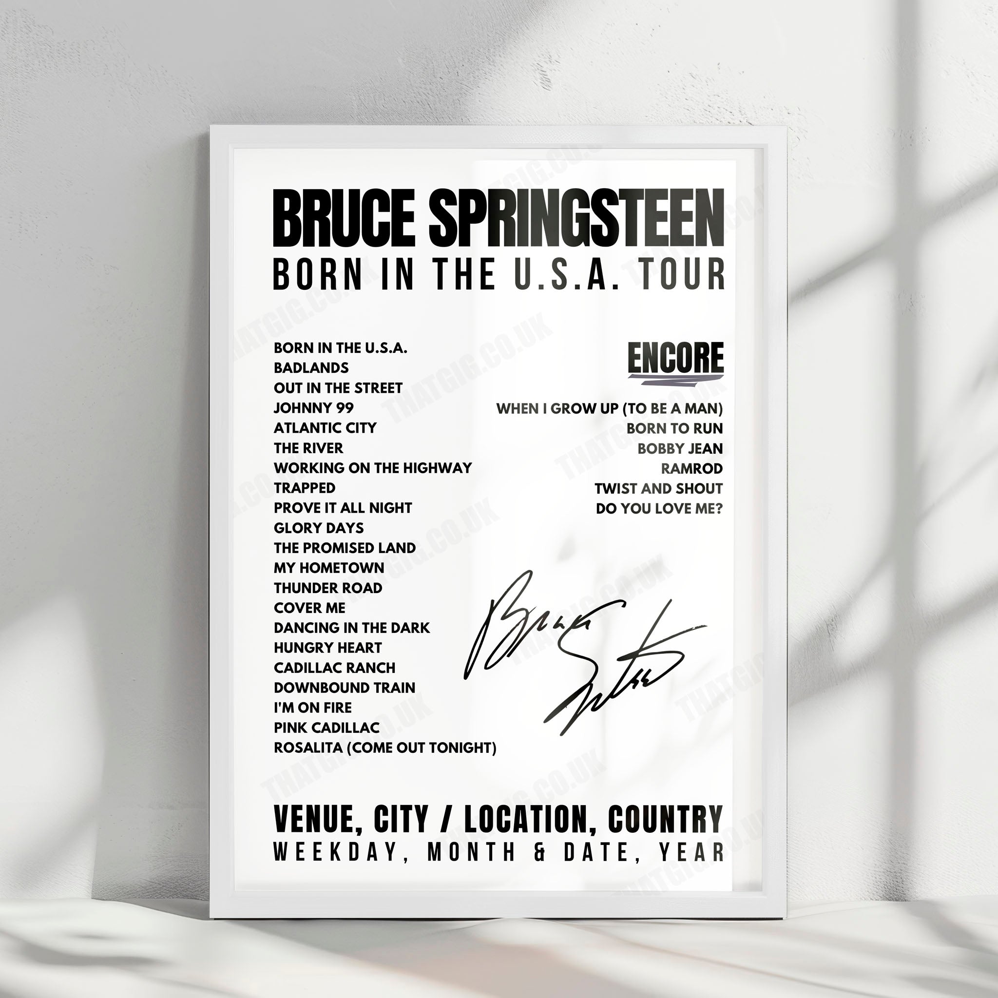 Bruce Springsteen Setlist Poster - Richfield Coliseum, Richfield - July 8th, 1984