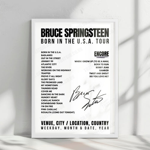 Bruce Springsteen Setlist Poster - Richfield Coliseum, Richfield - July 8th, 1984 | Setlist Poster | Inspired Creative Gifts