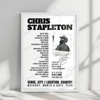 Chris Stapleton Setlist Poster - Cynthia Woods Mitchell Pavilion, The Woodlands - October 28th, 2022