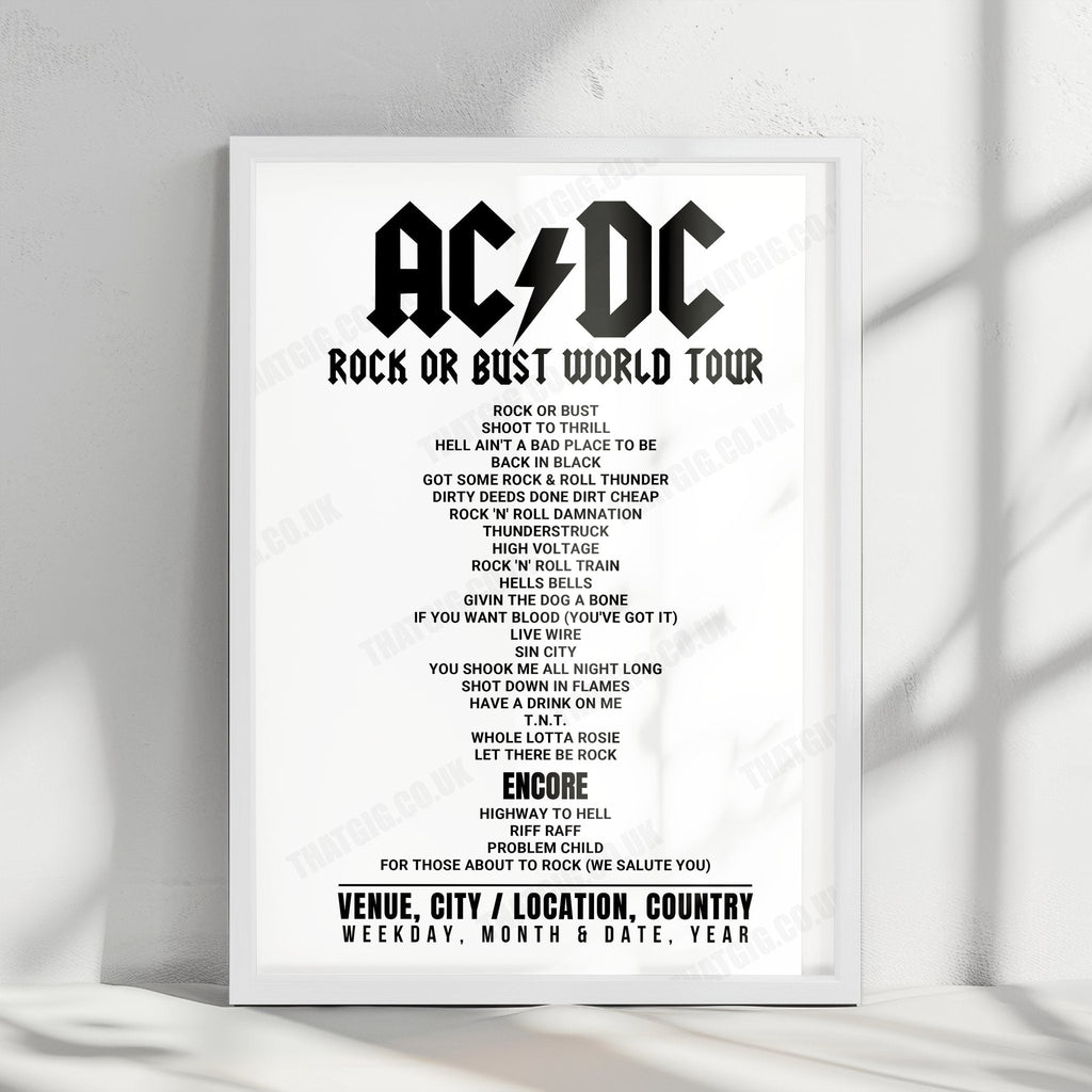 AC/DC Setlist Poster - Wrigley Field, Chicago - September 15th, 2015
