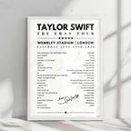 Taylor Swift Setlist Poster - Wembley Stadium, London, June 22nd 2024