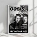 Oasis Setlist Poster - Rose Bowl, Pasadena - September 7th, 2025