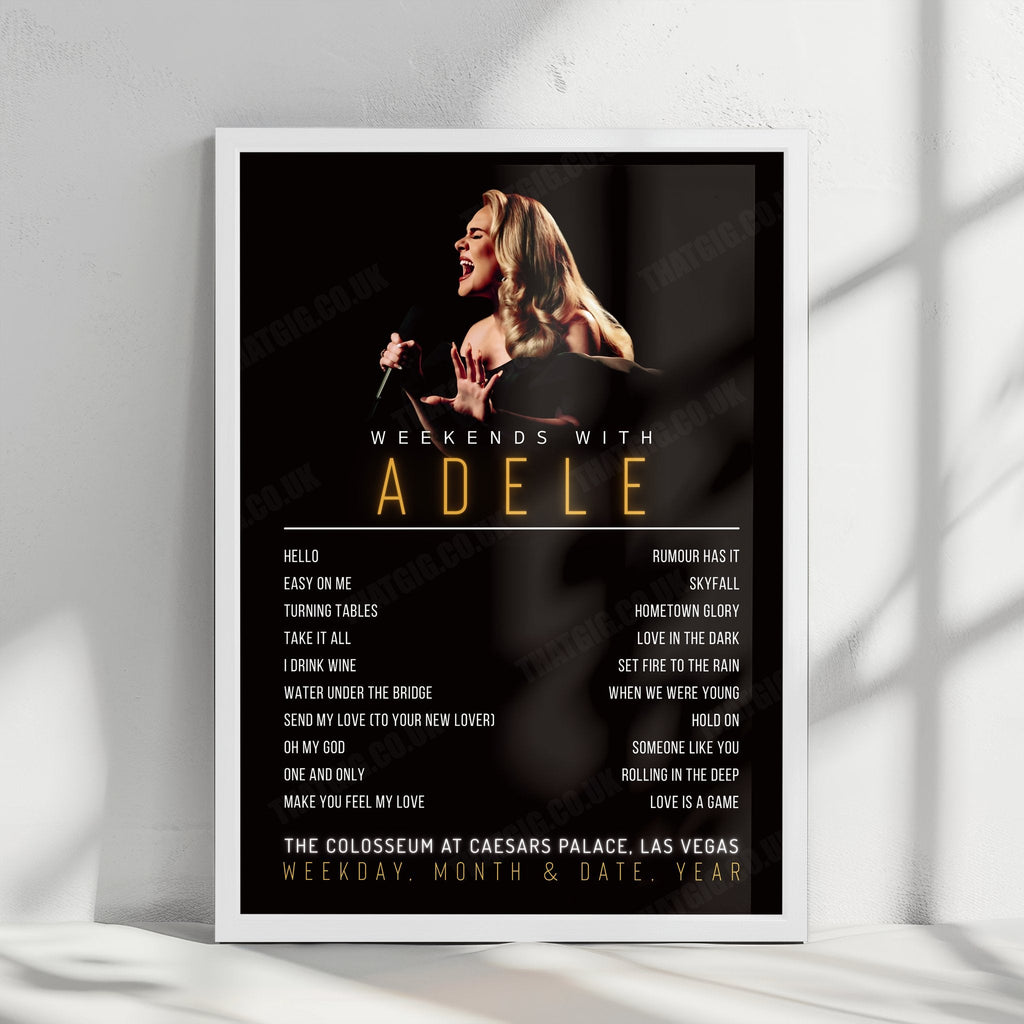 Adele Setlist Poster - The Colosseum at Caesars Palace, Las Vegas - November 22nd, 2024