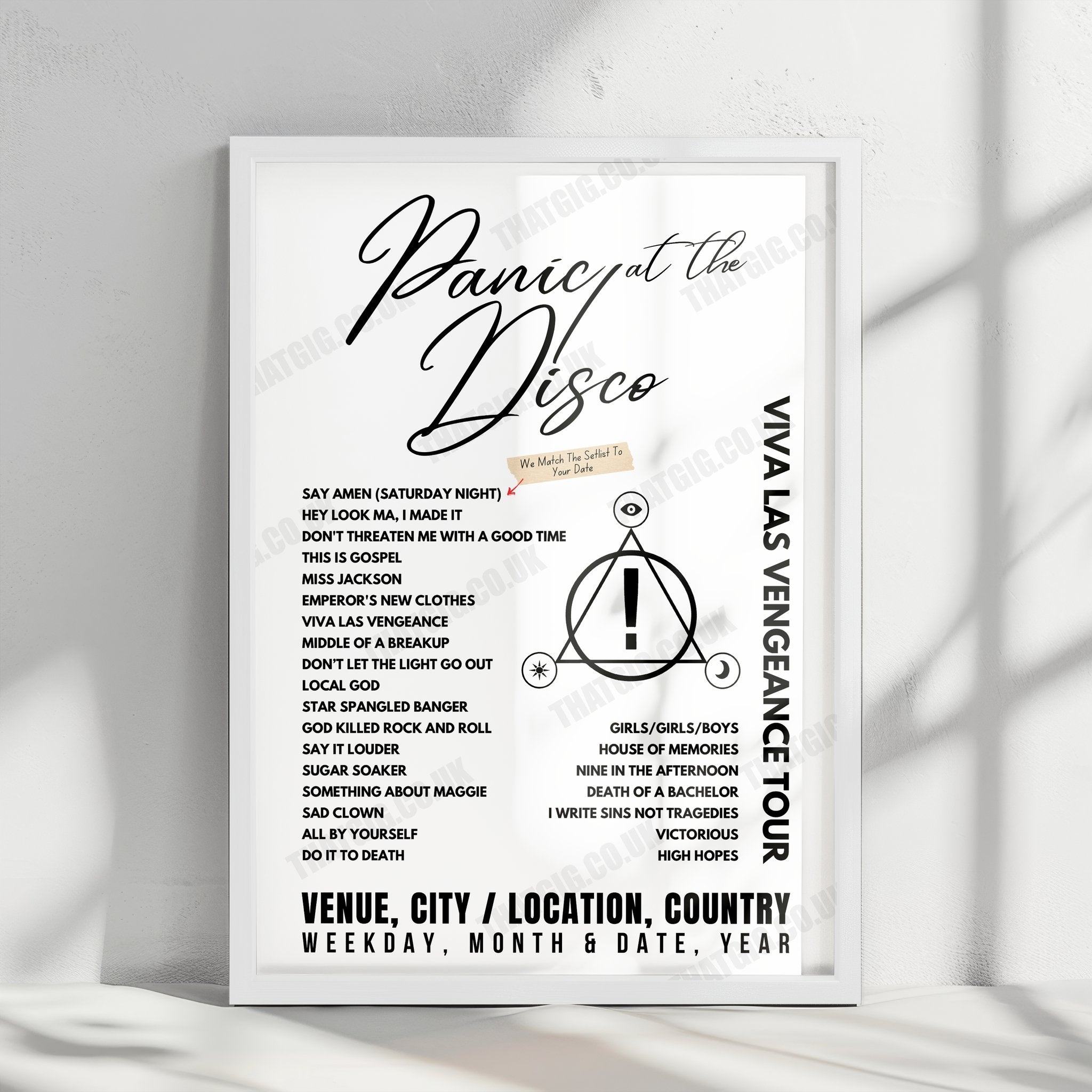 Panic! at the Disco Setlist Poster - AO Arena, Manchester - March 10th, 2023