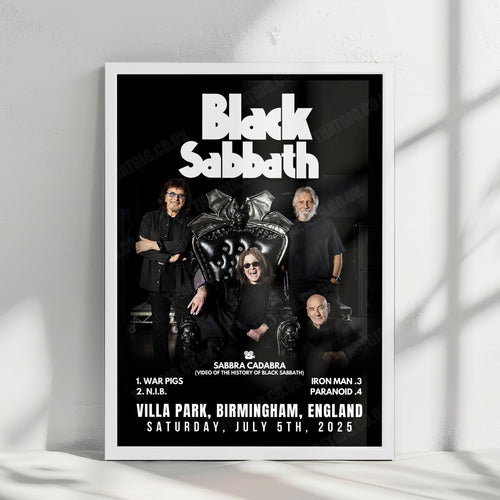Black Sabbath Setlist Poster - Back to the Beginning - Villa Park, Birmingham - July 5th, 2025 | Setlist Poster | Inspired Creative Gifts