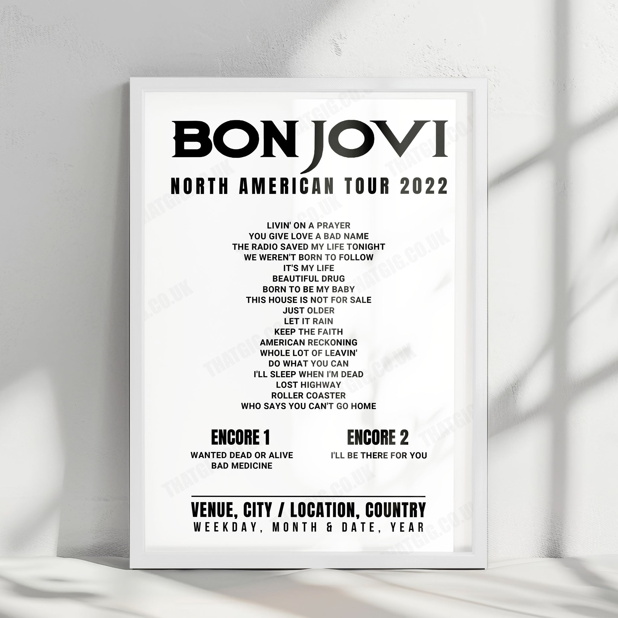 Bon Jovi Setlist Poster - Moody Center, Austin - April 23rd, 2022