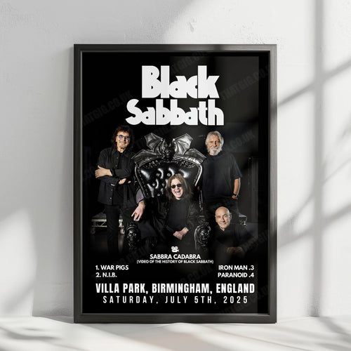 Black Sabbath Setlist Poster - Back to the Beginning - Villa Park, Birmingham - July 5th, 2025 | Setlist Poster | Inspired Creative Gifts
