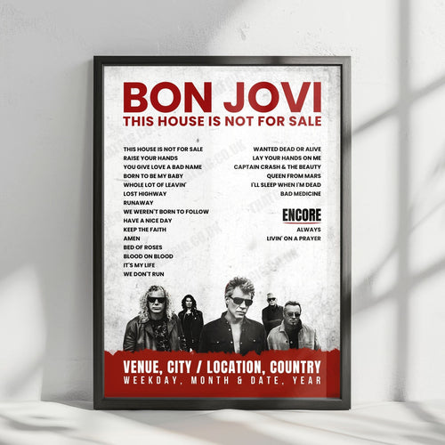 Bon Jovi Setlist Poster - Viejas Arena, San Diego - March 5th, 2017 | Setlist Poster | Inspired Creative Gifts
