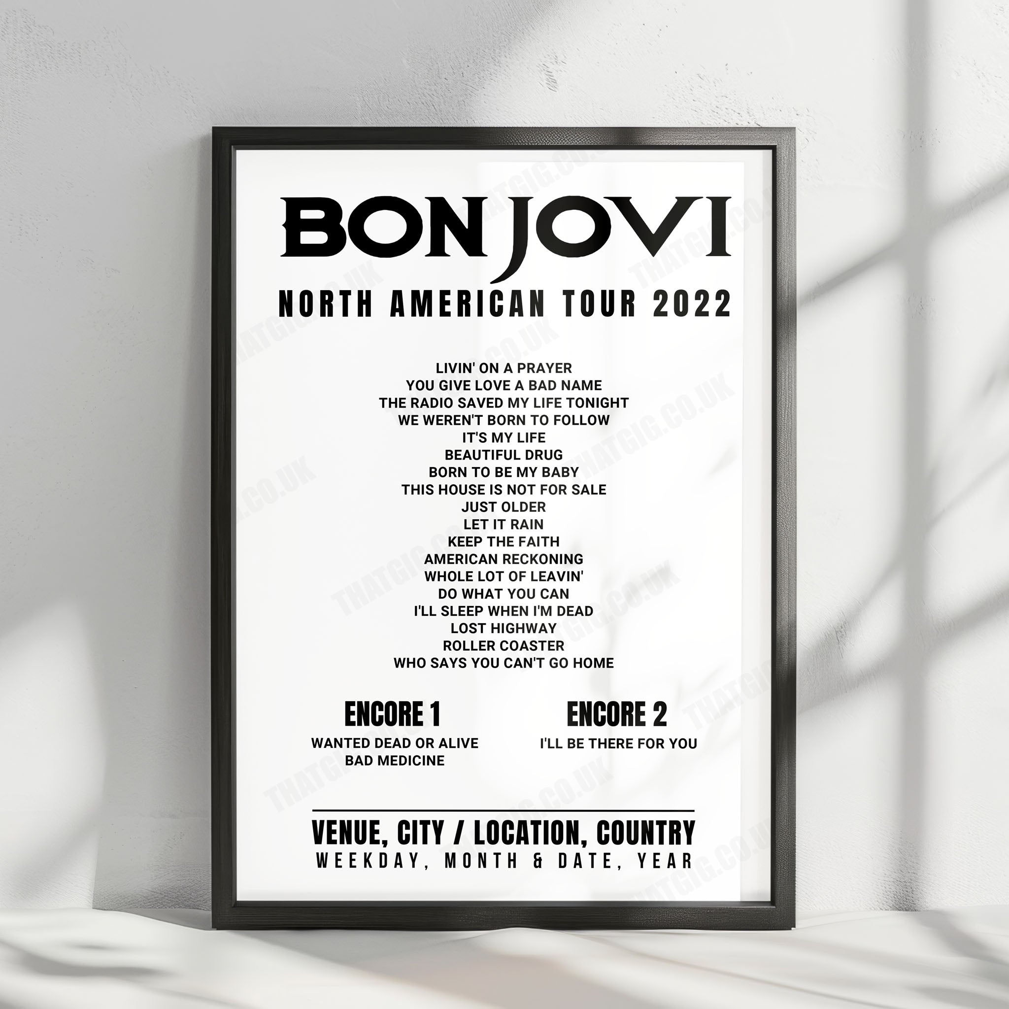 Bon Jovi Setlist Poster - Moody Center, Austin - April 23rd, 2022