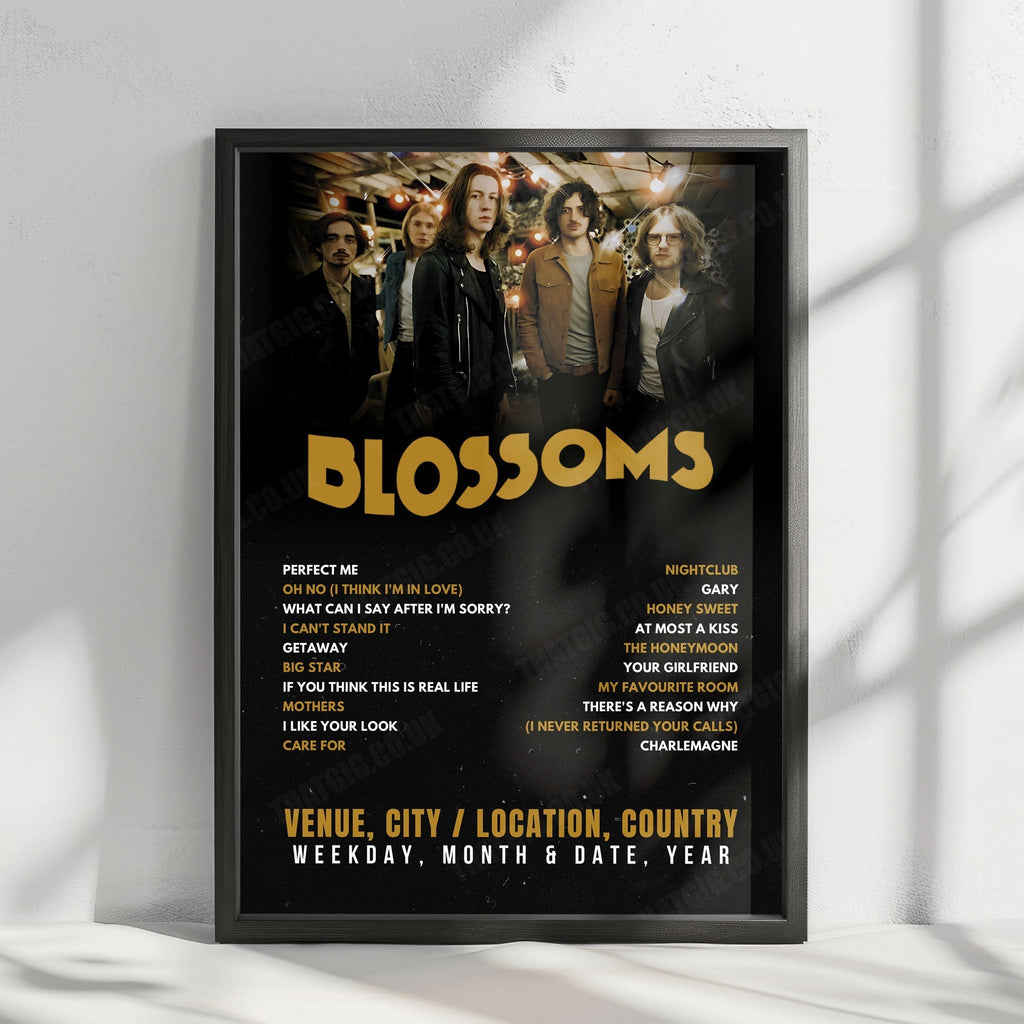 Blossoms Setlist Poster - The Great Hall, Cardiff University Students' Union, Cardiff - November 9th, 2024