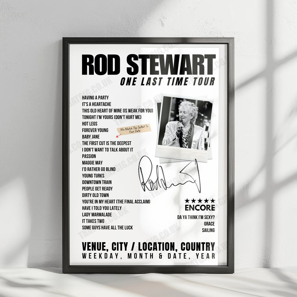 Rod Stewart Setlist Poster - Huntington Bank Field, Cleveland, OH, USA - September 13th, 2024