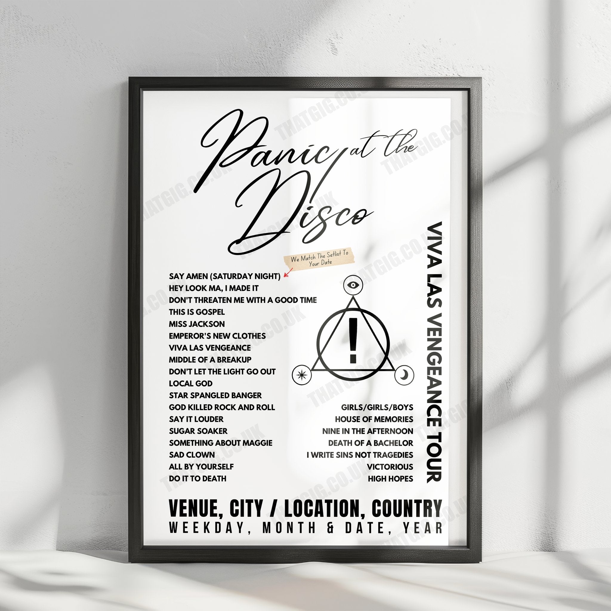Panic! at the Disco Setlist Poster - AO Arena, Manchester - March 10th, 2023