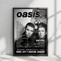 Oasis Setlist Poster - Rose Bowl, Pasadena - September 7th, 2025