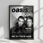 Oasis Setlist Poster - Rose Bowl, Pasadena - September 7th, 2025