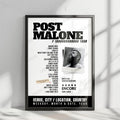 Post Malone Setlist Poster - Maine Savings Amphitheater, USA - September 16th, 2024
