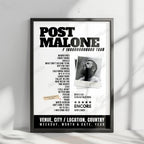 Post Malone Setlist Poster - Maine Savings Amphitheater, USA - September 16th, 2024