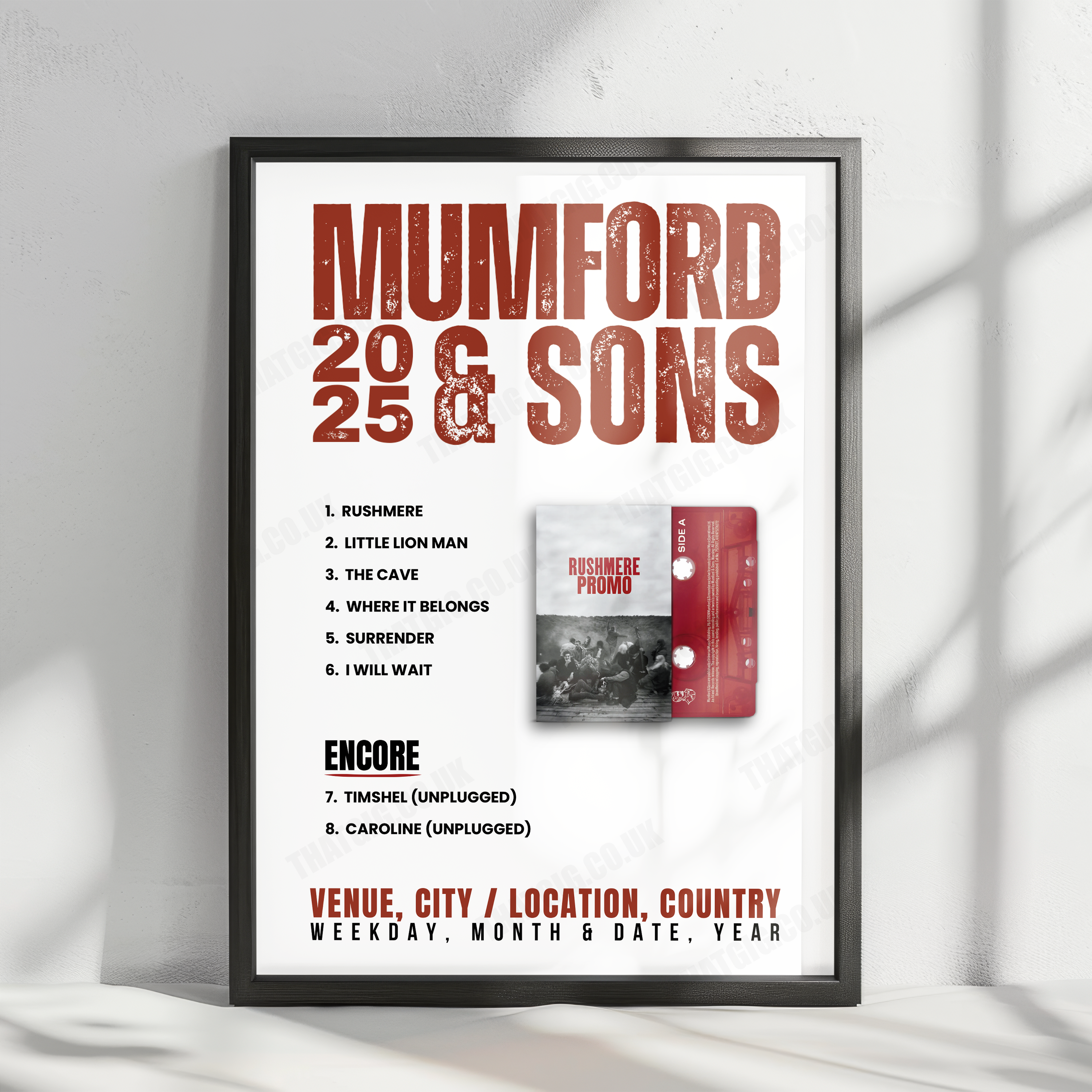 Mumford & Sons Setlist Poster - Dolby Theatre, Los Angeles - February 8th, 2023