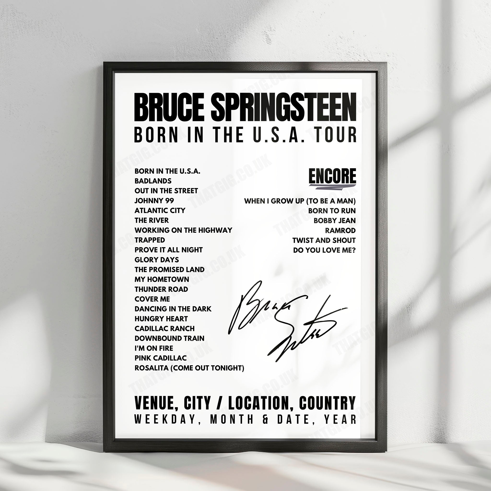 Bruce Springsteen Setlist Poster - Richfield Coliseum, Richfield - July 8th, 1984
