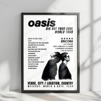 Oasis Setlist Poster - Le Zénith, Toulouse - February 17th, 2009