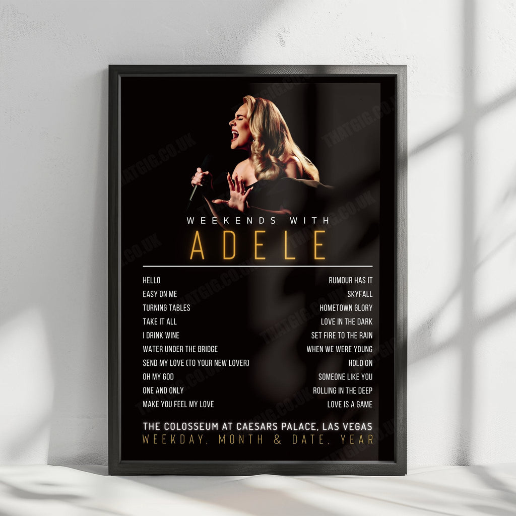 Adele Setlist Poster - The Colosseum at Caesars Palace, Las Vegas - November 22nd, 2024