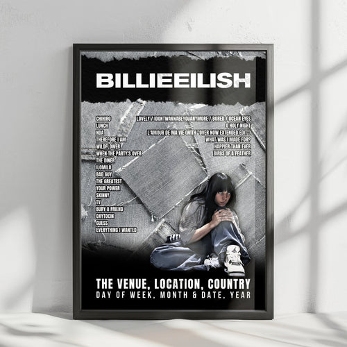 Billie Eilish Setlist Poster - Ball Arena, Denver - November 19th, 2024 | Setlist Poster | Inspired Creative Gifts