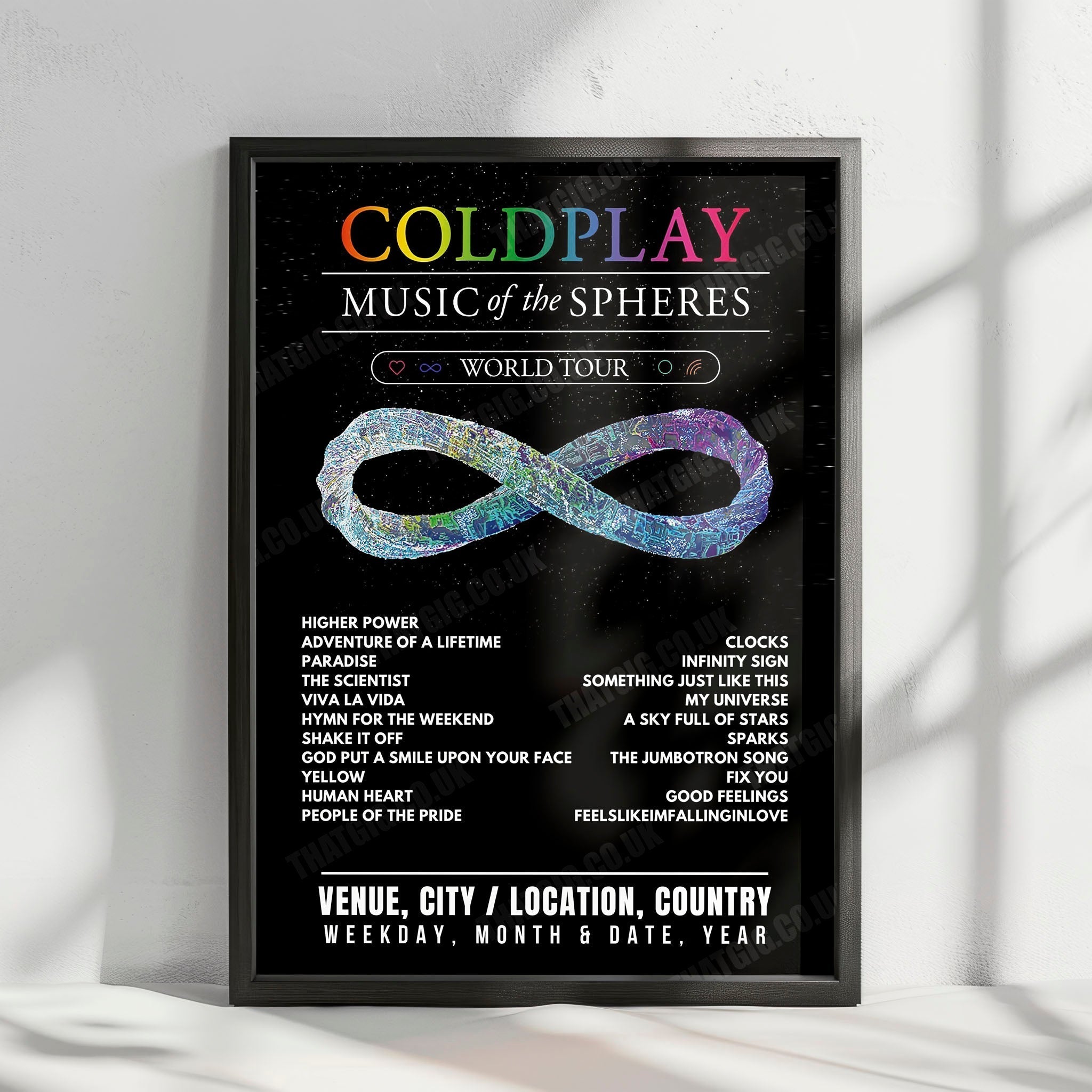 Coldplay Setlist Poster - Nissan Stadium, Nashville - July 22nd, 2025